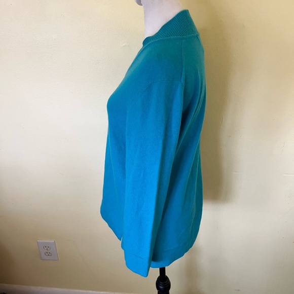Jones New York Collection Cashmere Teal V-Neck Sweater Size Large - Picture 2 of 4